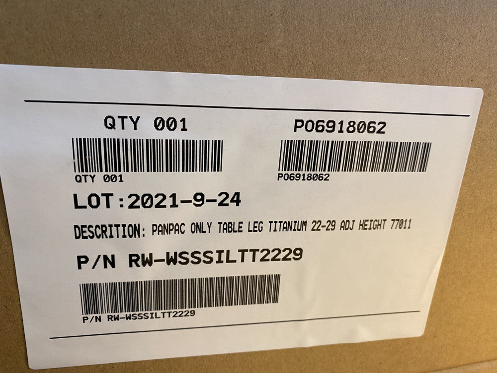 BRAND New Panpac Table Leg Titanium 22-29 Adj Height 77011 RW-WSSSILTT2229