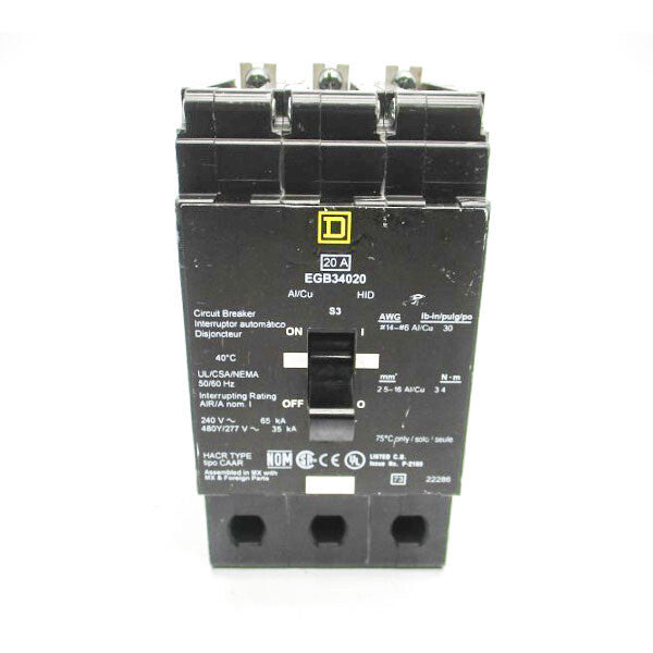 SQUARE D EGB34020 277V 20A NSNP