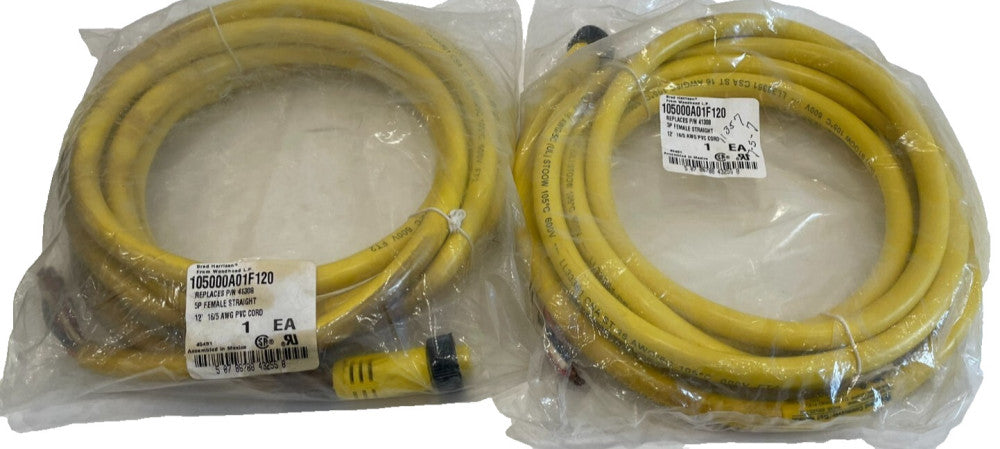 NEW WOODHEAD 105000A01F120 5P FEMALE PVC CORD 12' LOT OF 2