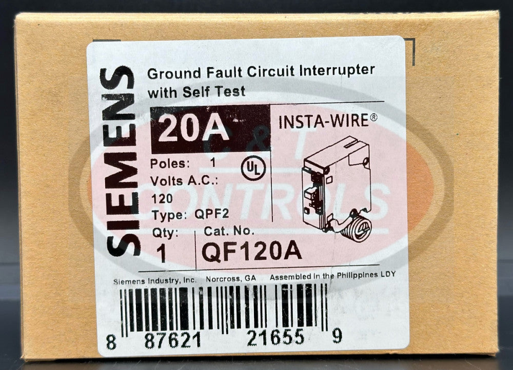 Siemens QF120A 1P 20A Plug In GFCI 5mA Circuit Breaker New In Box USA Stock