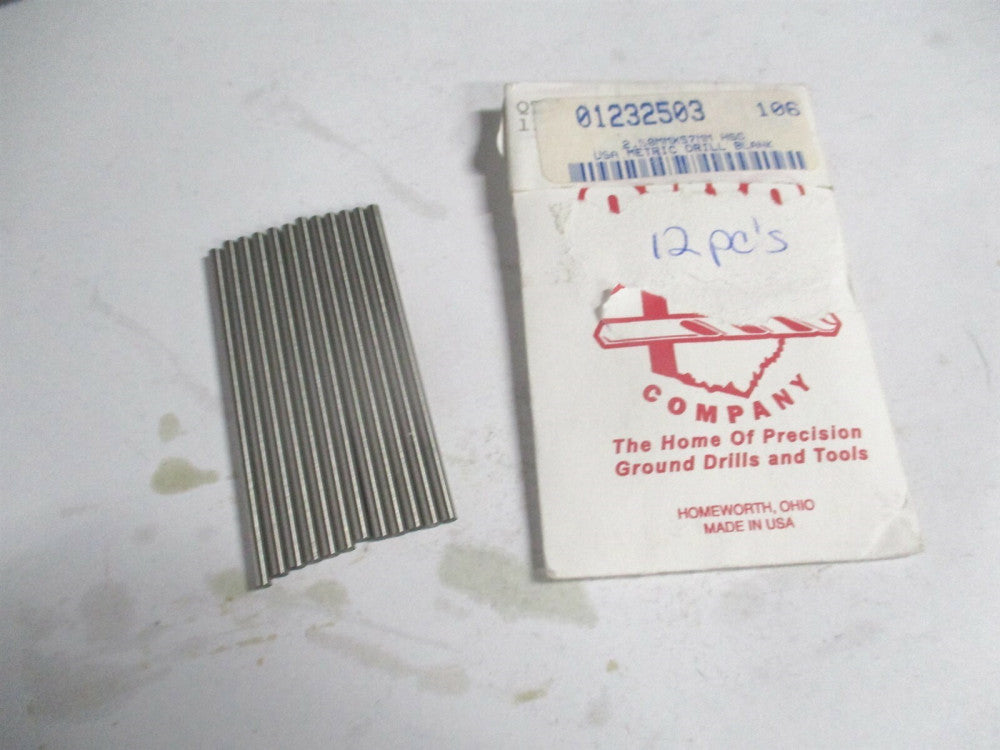 (554098) 2.50mm x 2-1/4" Long Bright High Speed Steel Drill Blank - Lot of 12