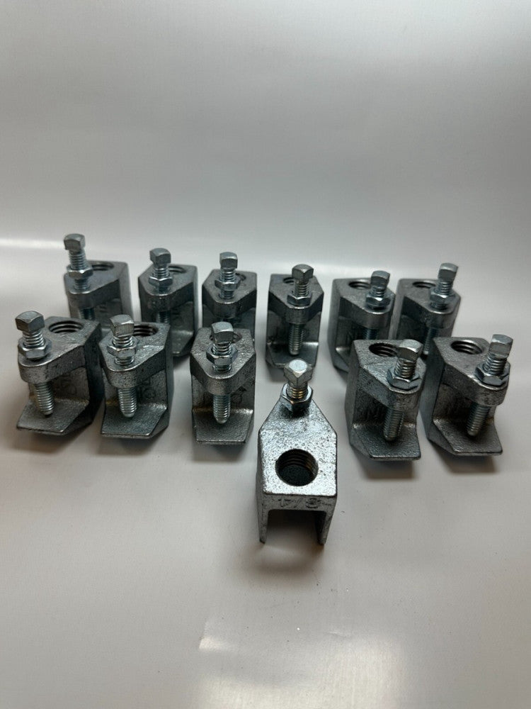 3/4" CHN E62 3/4-10 Beam Clamps Electro Galvanized 7/8" Opening (Lot of 12) NEW