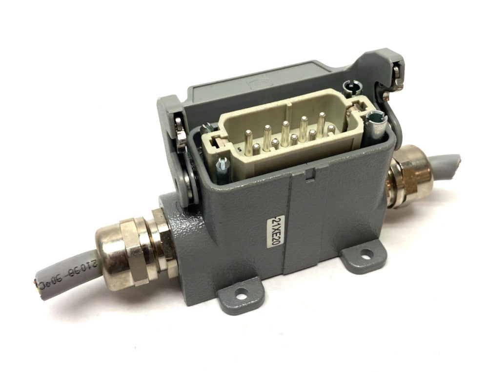 Harting 19200100290 Han 10A-HSM-HC 1 Lever 2xM20 Connector w/ Frame & Inserts