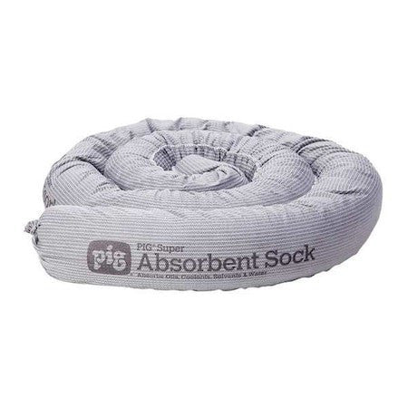 Pig Pig214 Sorbent Sock, 24 Gal Vol Absorbed Per Pkg, 3 1/4 In X 7 Ft,