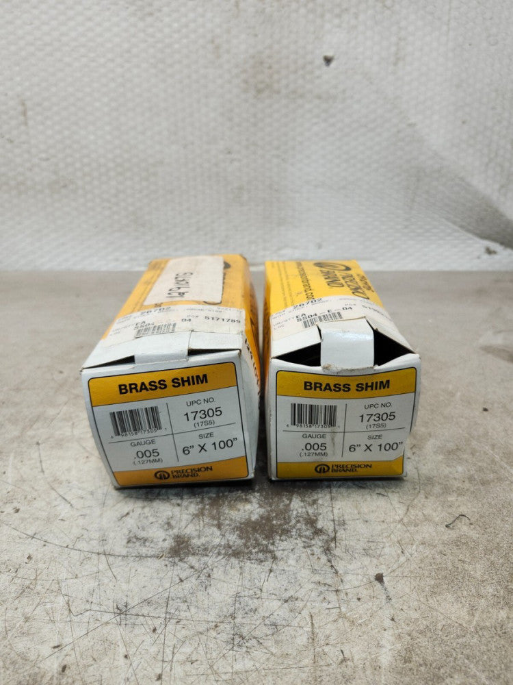 NEW IN BOX LOT OF 2 PRECISION BRAND BRASS SHIM SIZE 6'' X 100'' GAUGE .005 17305