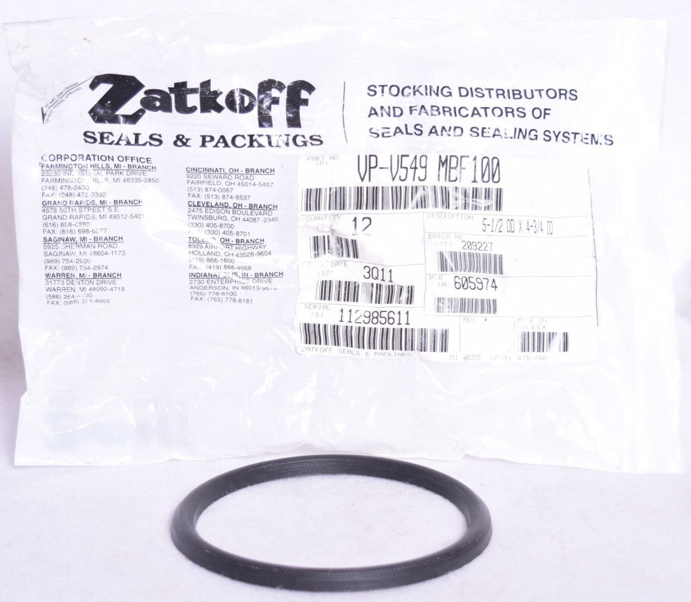 Zatkoff Seal 5-1/2" OD X 4-3/4" IDNBR/Fabric V-Packing VP-V549 MBF100