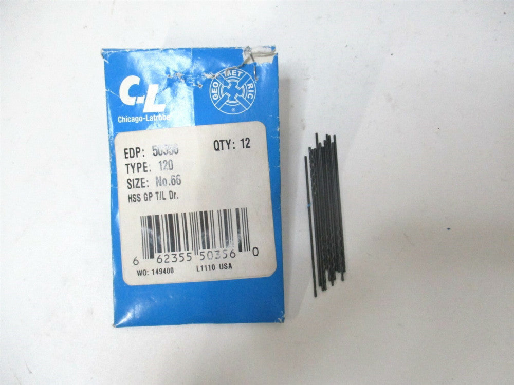 Chicago-Latrobe (50356) 0.0330 x 0.7500 x 2.0000" OAL HSS #66 Drill Bit - Qty 11