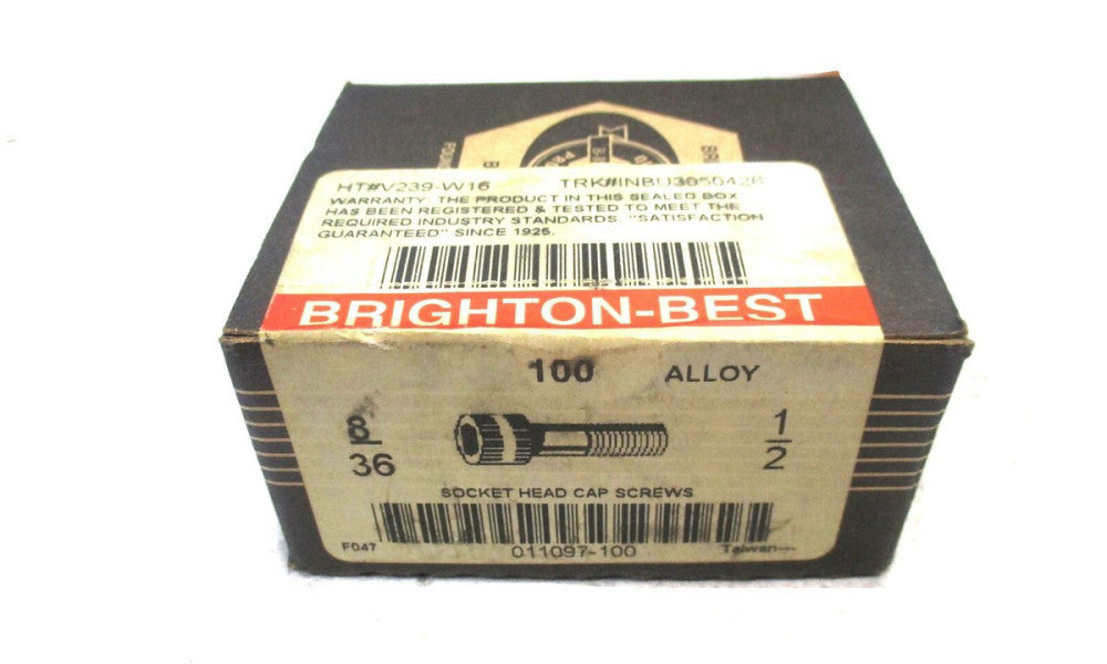 Brighton (011097) #8-36 UNF 1/2" OAL 9/64" Hex Socket Cap Screw - Lot of 100