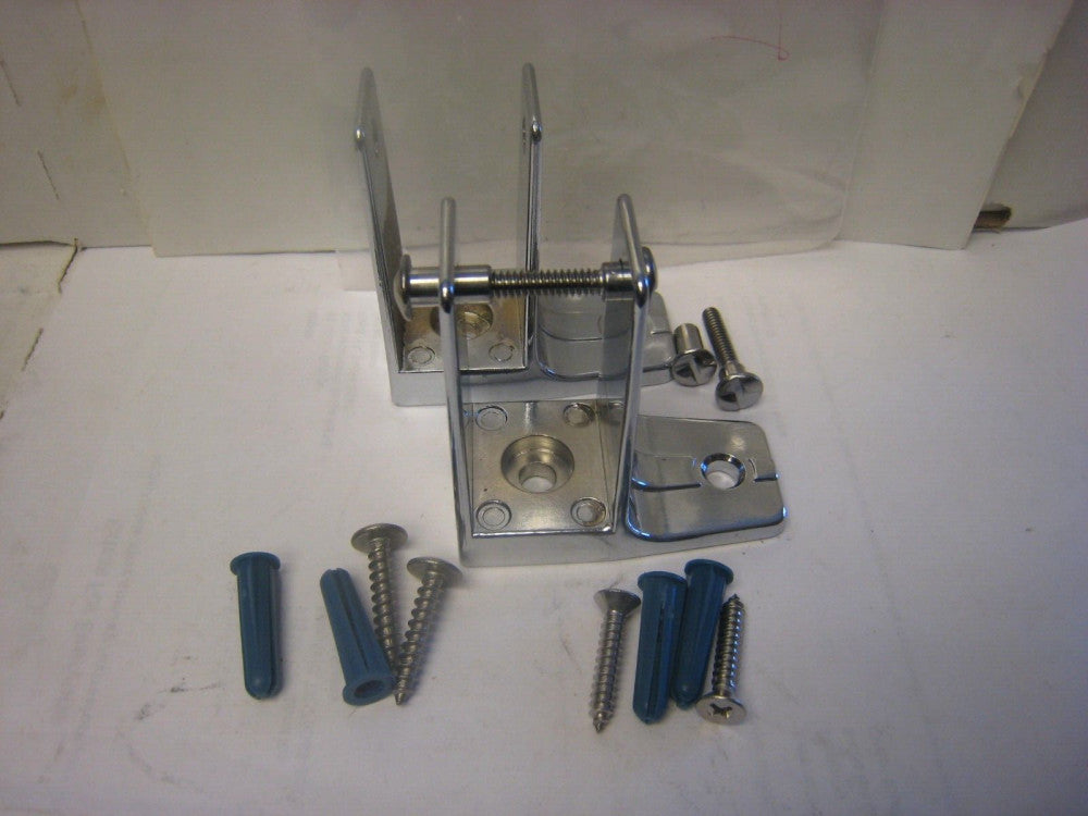 2 Asi Global Partitions  #176  CHROME Wall Pilaster Brackets W/ screws & tampers