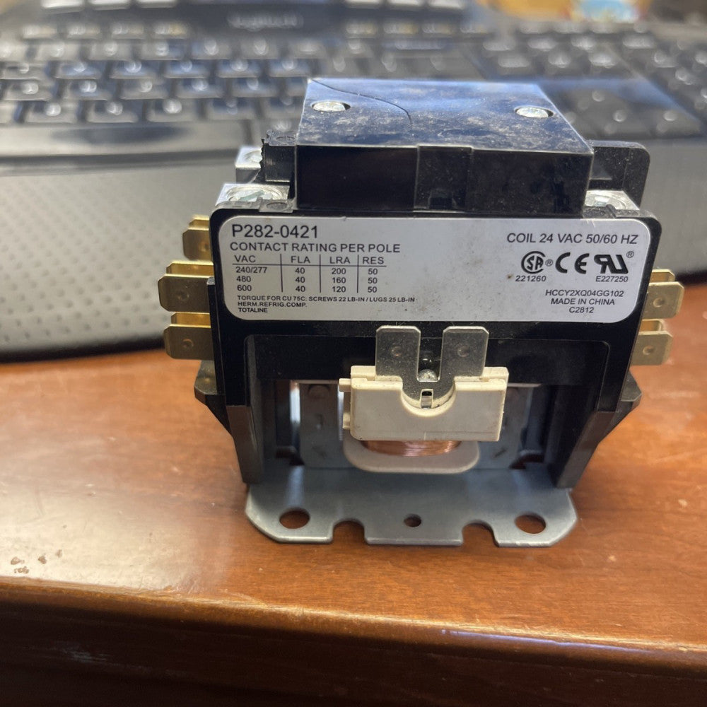 NEW Totaline Definite Purpose Contactor 2 Pole 40 FLA 50A Res Coil P282-0421