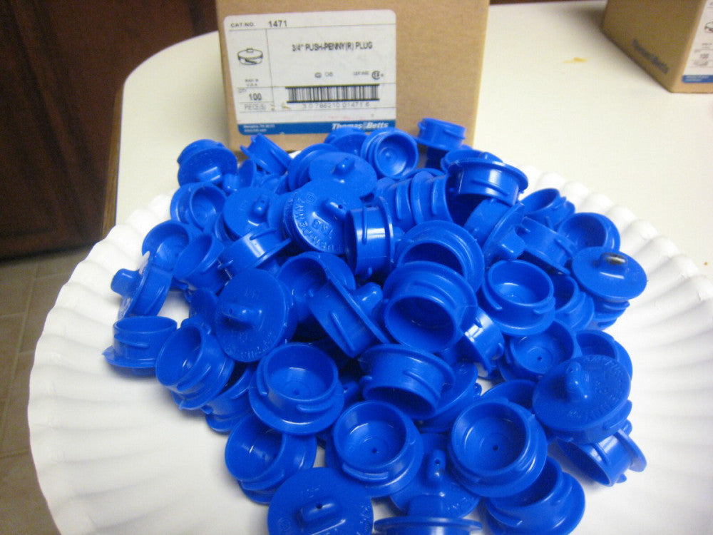 100 THOMAS & BETTS 3/4" PUSH-PENNY PLUG  # 1471 FREE SHIPPING NIB