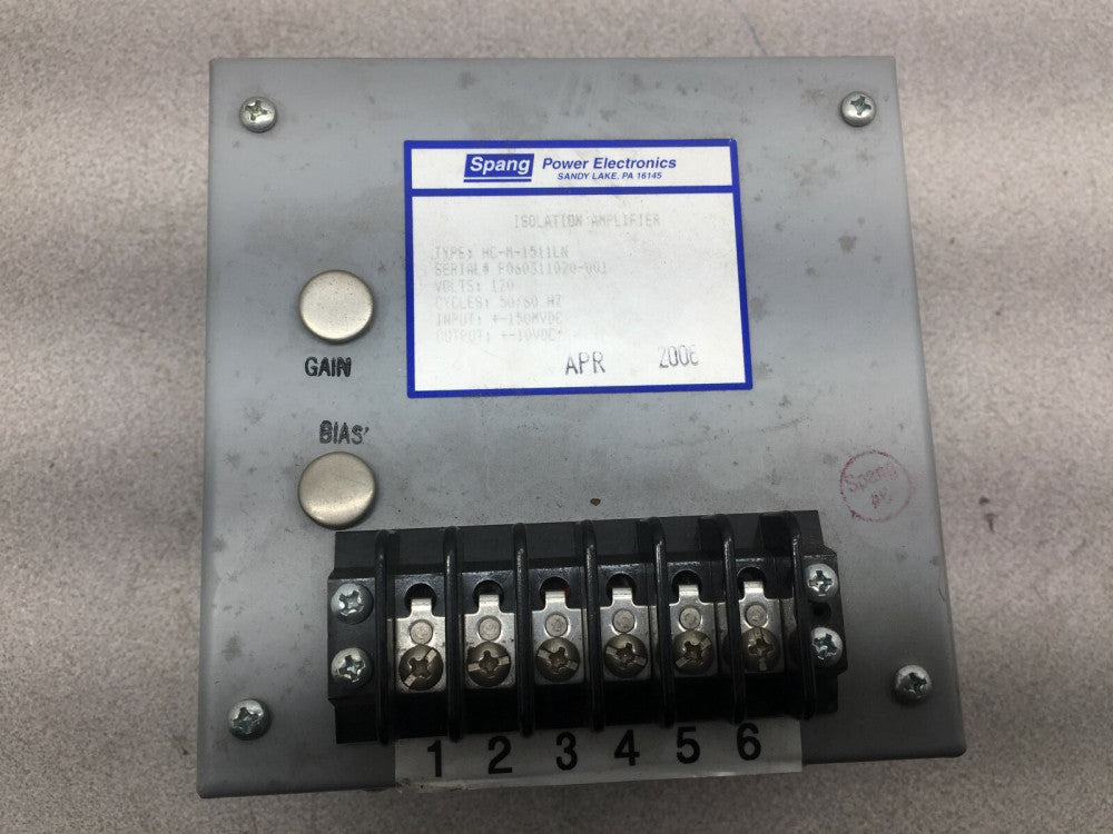 NEW NO BOX SPANG 120VAC ISOLATION AMPLIFIER HC-M-1511LN