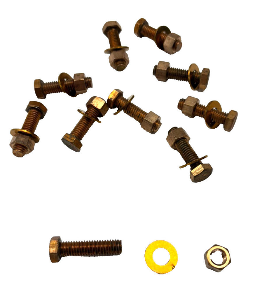 HEX HEAD CAP SCREW BRONZE 3/8"-16, PLAIN COARSE, 1" LONG, LOT OF 10