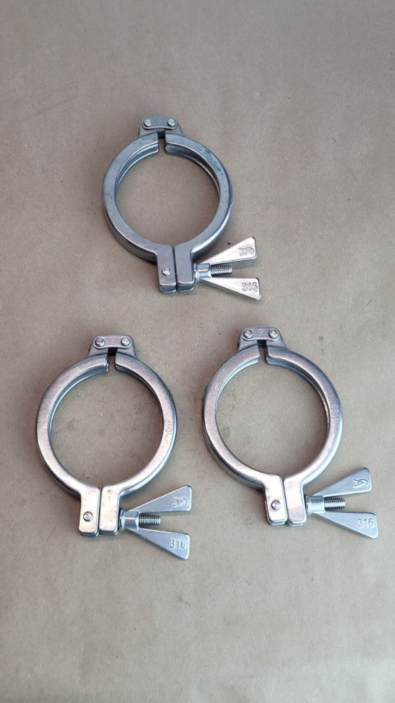 Lot of 3 CA 316 Stainless Steel Tri Clamps Sanitary Clamps 3-1/2"