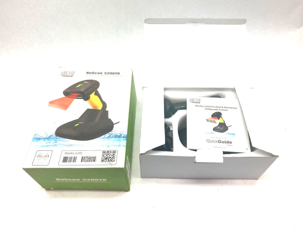 Adesso NuScan 5200TR Wireless Antimicrobial/Waterproof 2D Barcode Scanner 2.4GHz