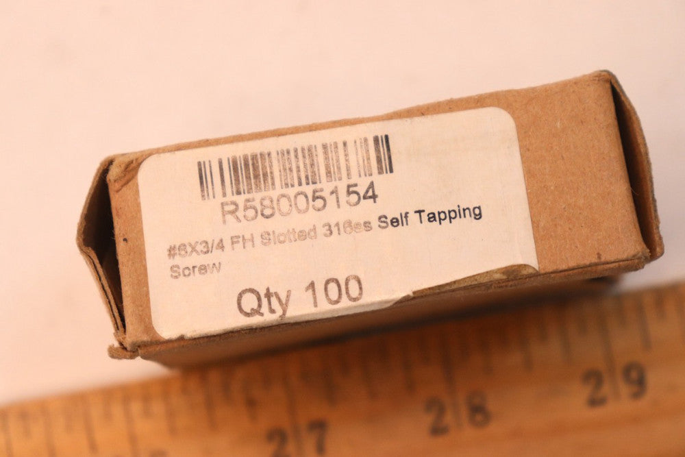 (100-Pk) Stainless Steel Flat Head Slotted Sheet Metal Screw #6 x 3/4" R58005154
