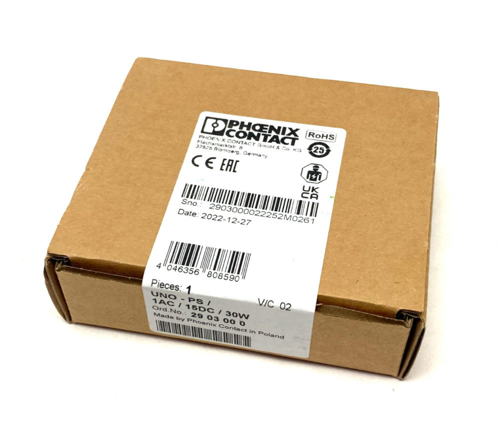 Phoenix Contact UNO-PS/1AC/15DC/30W Primary Switched Power Supply 2903000