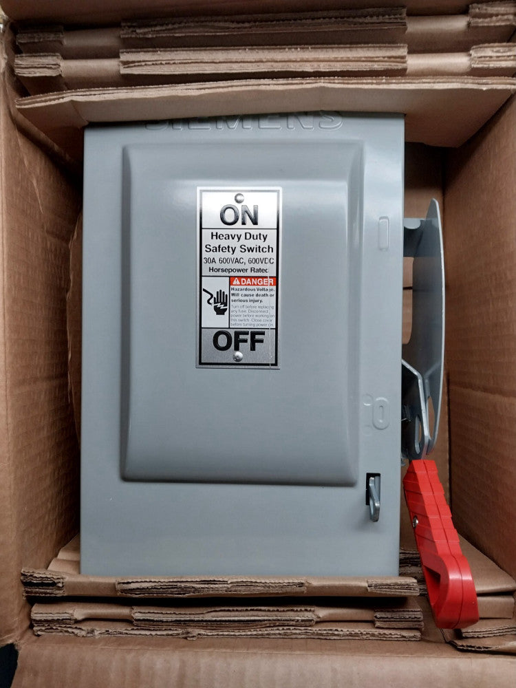 New Siemens 30 Amp Non-Fused Safety Switch 600 VAC 2 Pole 3R  HNF261R