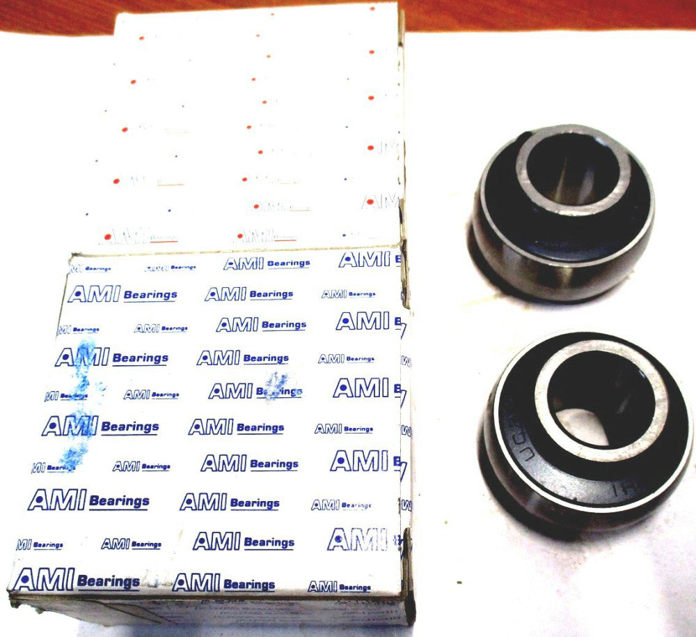 Ami (UC204-20) 20mm Bore Set Screw Locking Steel Ball Insert Bearing - 2 QTY