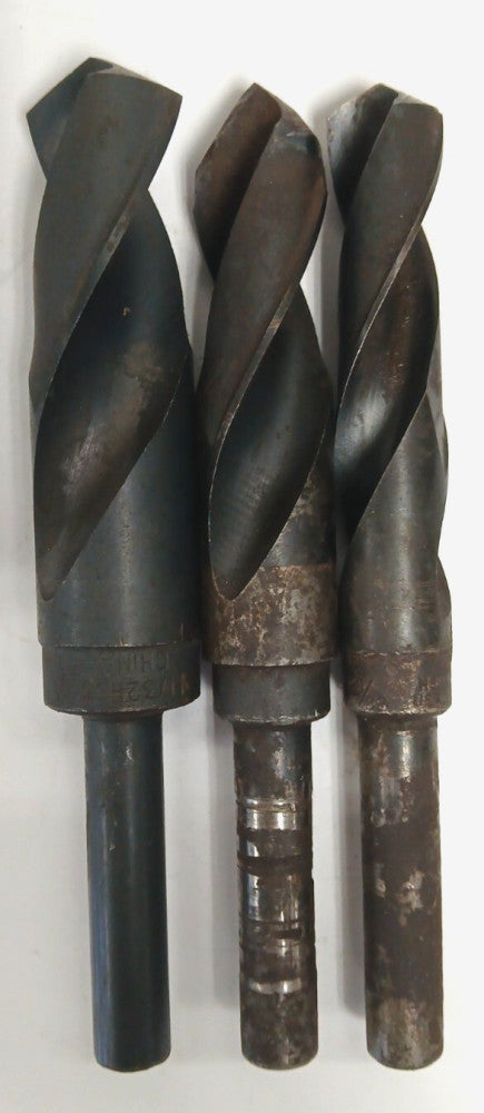 TAPER SHANK DRILL BIT ASSORTED  LOT OF 3 2 FLUTES HIGH SPEED STEEL