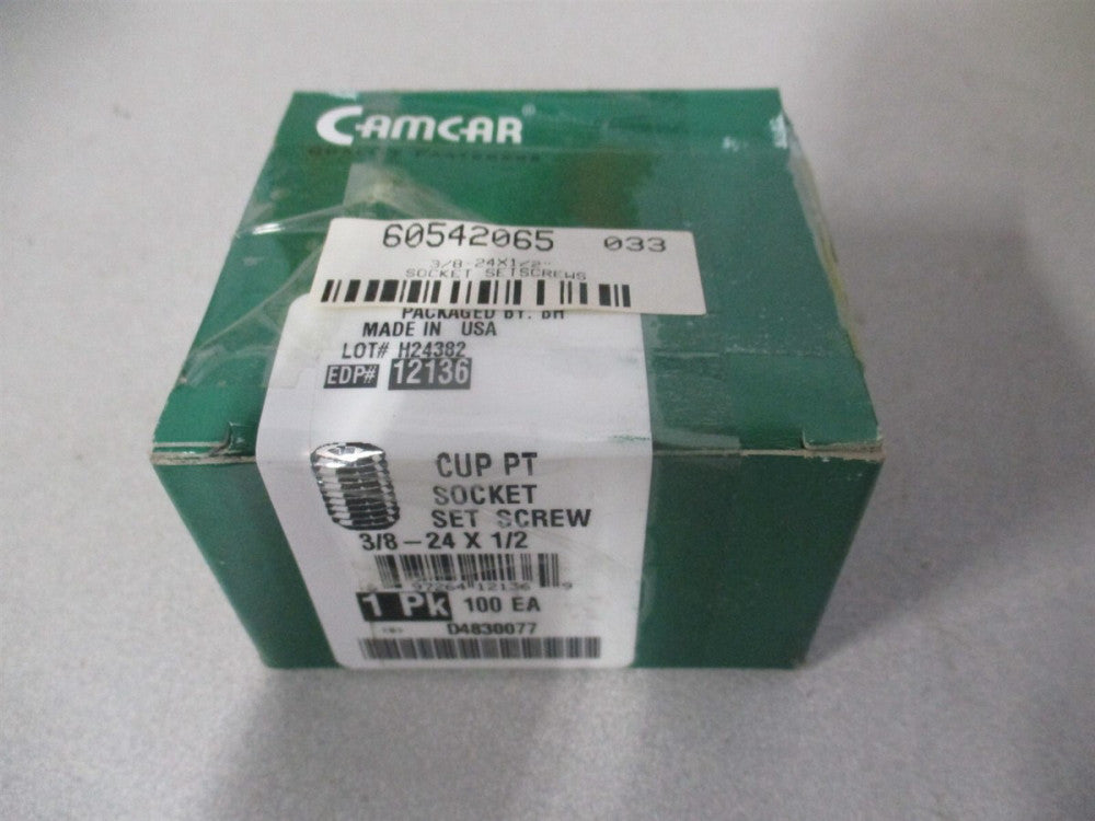(12136) 3/8-24 UNF 1/2″ x 3/16" Grade 8 Cup Point Set Screw - Pack of 100 