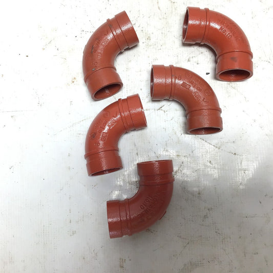 1-1/2" Victaulic Firelock 90 Degree Elbow Style 10 Grooved Painted Ductile Iron