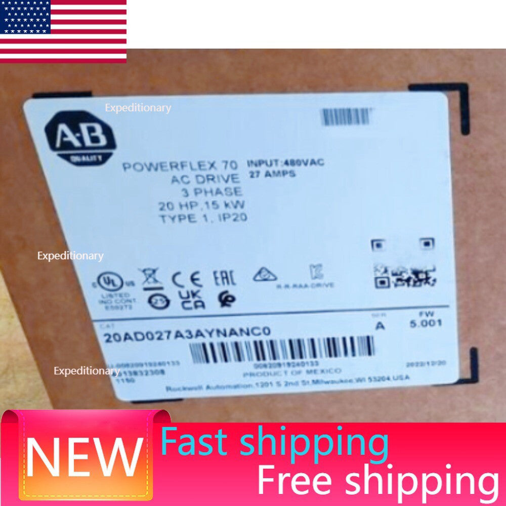 20AD027A3AYNANC0 PowerFlex 70 AC Drive 27 A at 20 Hp 20A NEW AB US Free Tax
