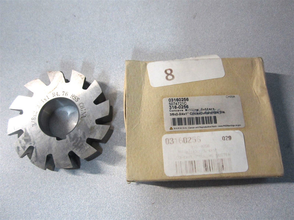 (316-0256) 3/16" x 2-3/4" x 3/8" x 1" HSS 10 Tooth Concave Radius Cutter 
