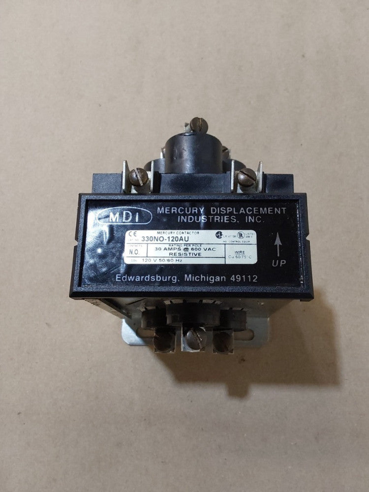  MERCURY CONTACTOR 330N0-120AU 120V COIL 30A AMP 600Vac 