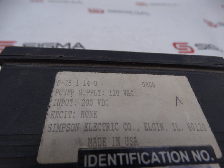 SIMPSON F35-1-14-0 PANEL METER