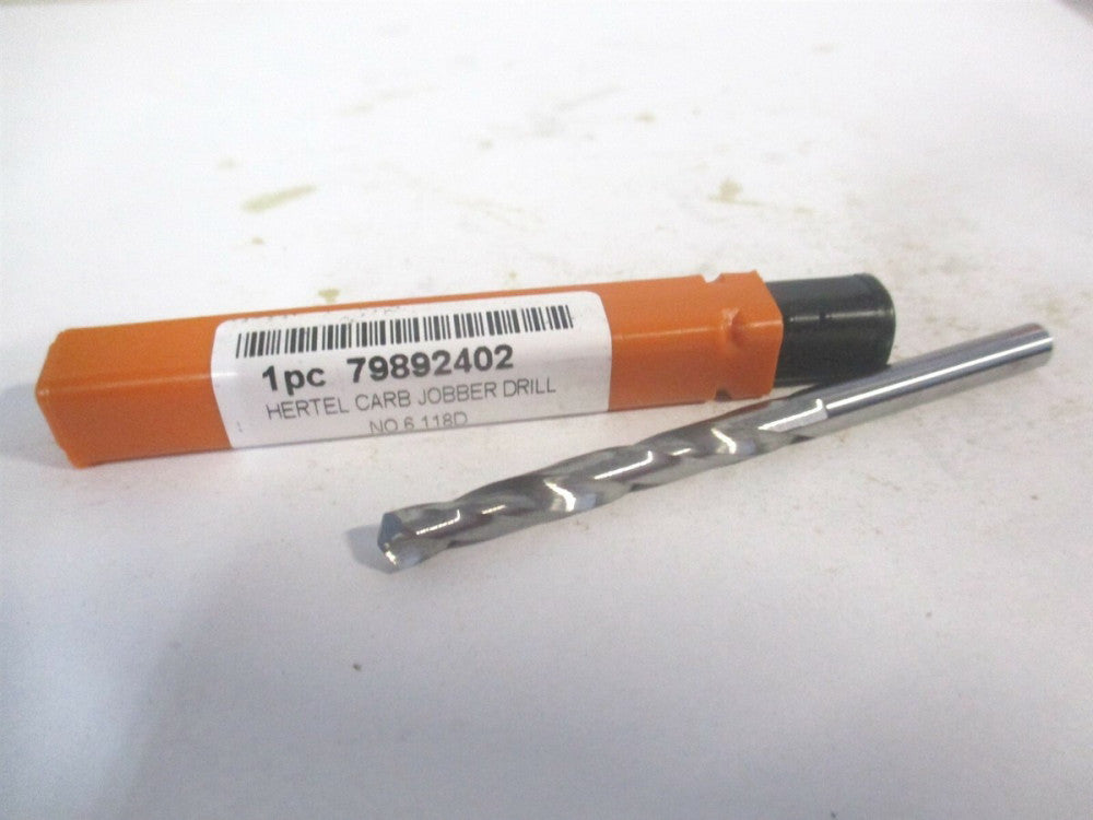 (79892402) #6 1-3/4" x 3" OAL 118° Solid Carbide Regular Spiral Jobber Drill 