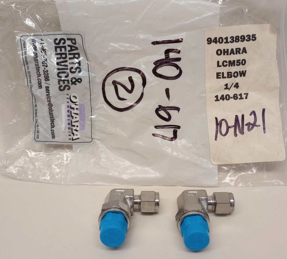 O'HARA 140-617 Stainless Steel LCM50 Elbow Fitting HY-LOK 1/4" (Pack Of 2)