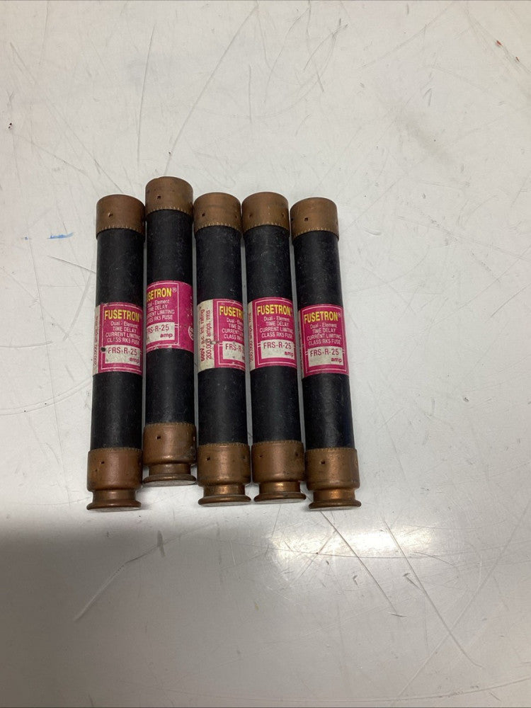 Fusetron FRS-R25 Time Delay Current Limiting Fuse 25 Amps Lot Of 5 R-187