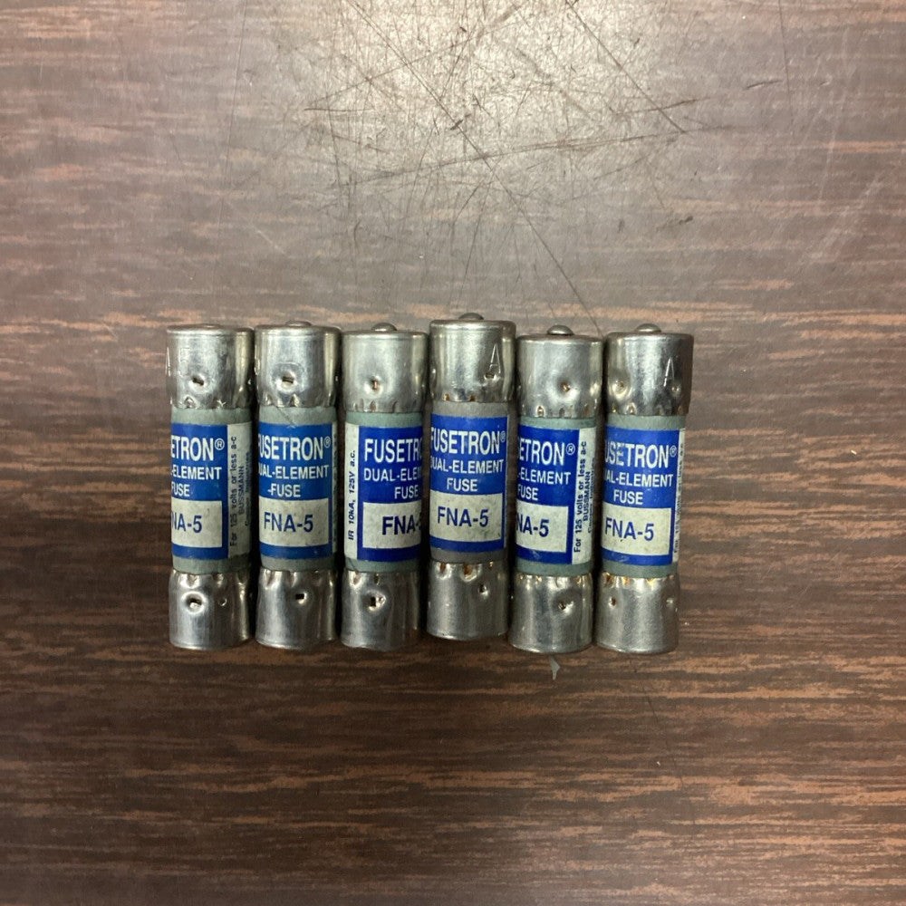 COOPER BUSSMANN FNA-5 Dual , Time-Delay, 5A,125V, Lot Of 5