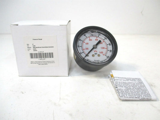 0 to 200 psi, 0 to 1400 kPa Range, 1/4 in MNPT, ±3-2-3% Pressure Gauge