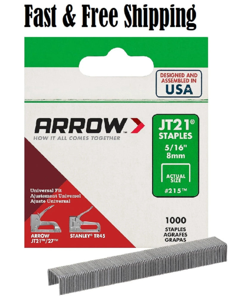Arrow 215 JT21 Thin Wire Staples for Staple Guns and Staplers, Use for Upholste