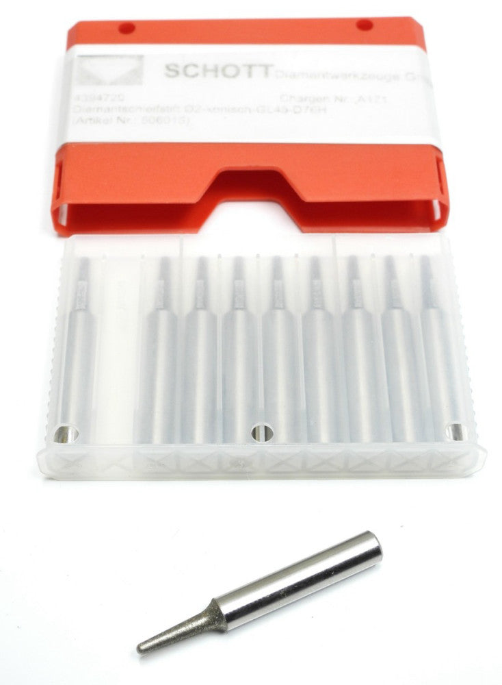 10pcs Schott 506015 Diamond Grinding Pin 02-Conical-GL45-D76H A171 6mm Shank