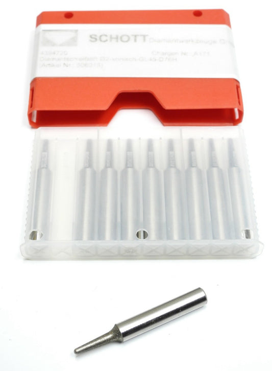 10pcs Schott 506015 Diamond Grinding Pin 02-Conical-GL45-D76H A171 6mm Shank