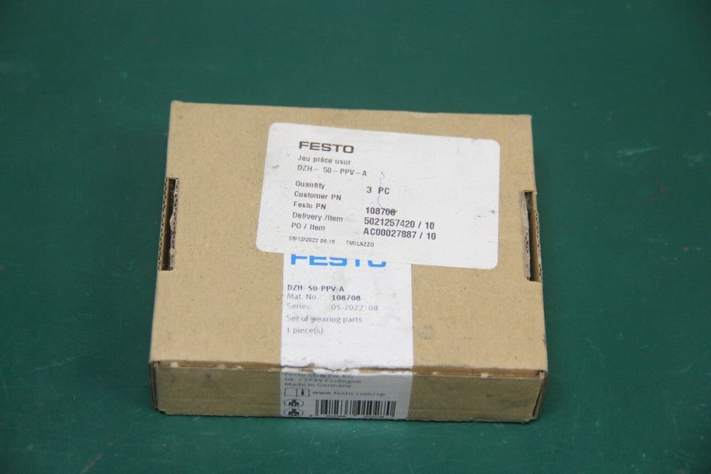NEW FESTO CYLINDER REBUILD KIT 108708 DZH-50-PPV-A OPEN BOX