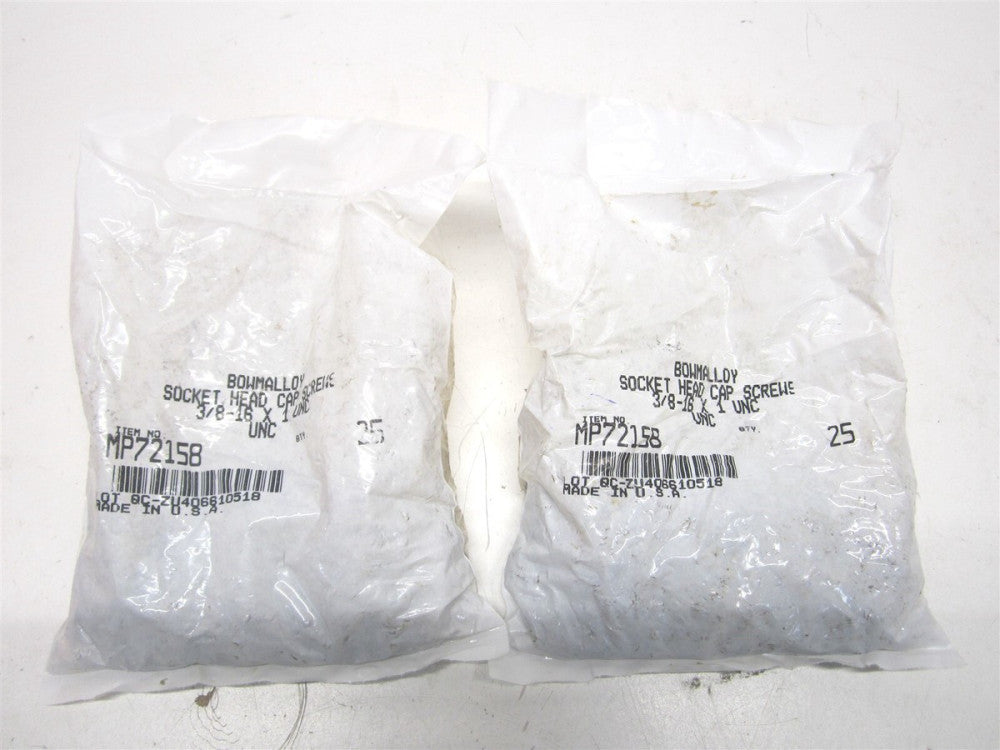 (MP72158) 3/8-16 x 1" Ally Steel Hex Socket Cap Screw 25ct. - Lot of 2