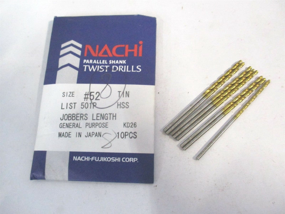 Nachi #52 501P HSS TiN General Purpose Jobber Drill Bits - Pack of 8