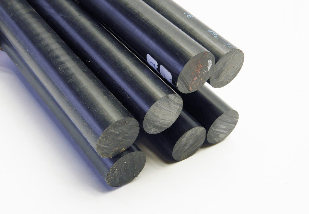 (Lot of 7) Acetal Plastic Rod Black 1.250" x 30" (21 Feet Total) Ensinger TCAFOR