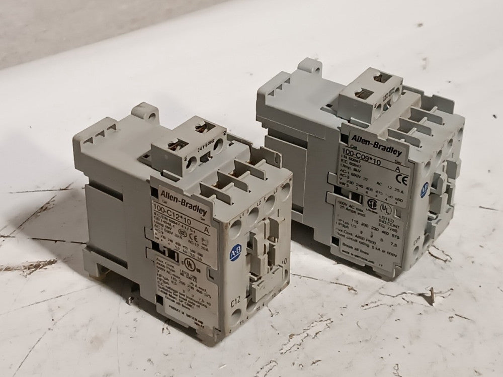 Lot of 2 Allen-Bradley 100-C09*10 Series A and 100-C12*10 Series A Contactors