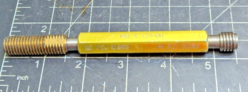 M12 X 1.75 - 6H GO / NO GO Gauge P.D. 10.863 P.D. 11.063 Leitech [OF26]