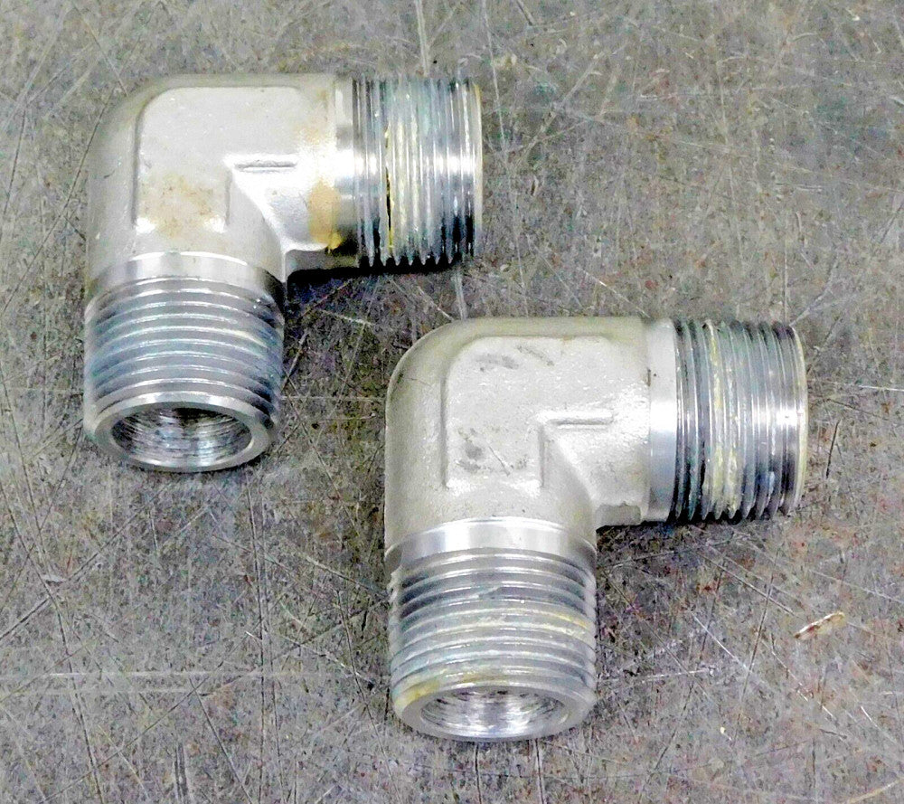 Parker 90° Street Elbow Fitting 3/4 in. NPT Lot of Two (2) Stainless Steel