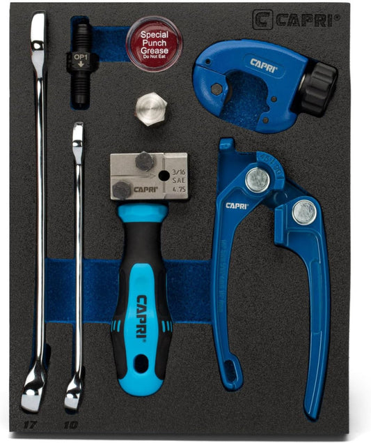3/16 In. Double Flaring Tool Kit for Brake Lines 3/16" SAE (4.75 Mm) with Wrench