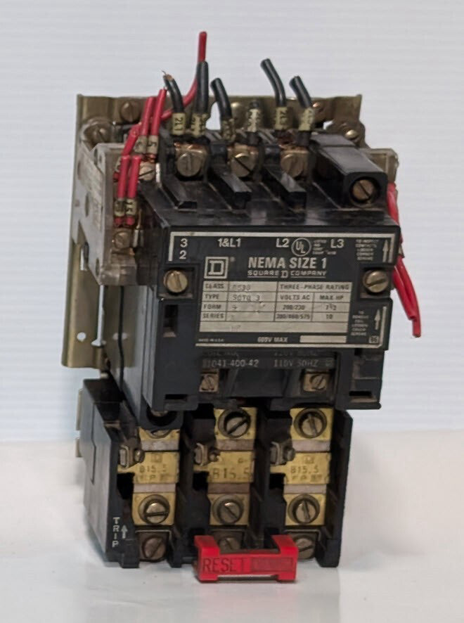 Square D 8536 SCT0-3 Motor Starter, NEMA Size 1, Series A, Form S, 110120V Coil