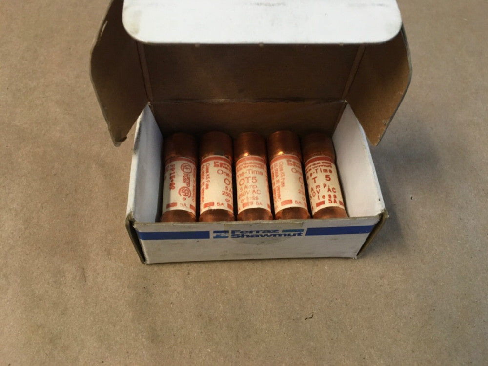 *LOT OF 5* FERRAZ SHAWMUT OT5 ONE-TIME 5A, 250V (KB)