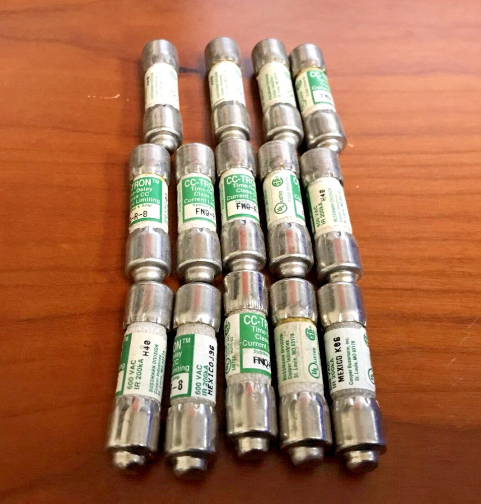 (Lot of 14) Bussmann CC-TRON FNQ-R-8 Class CC Fuse 8A 600Vac