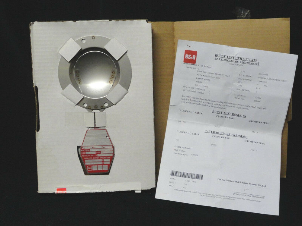 BS&B SAFETY SYSTEMS - RUPTURE DISK - TYPE RLS / SIZE 3" / 268 PSI @ 140F (NEW)